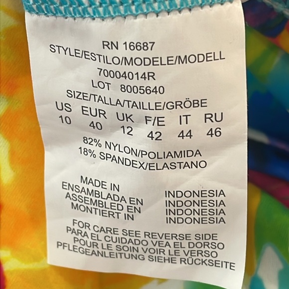 NWT Swim Solutions Womens Colorful Floral Hi Low Ruffled Tankini Top SIZE 10 - Picture 5 of 6